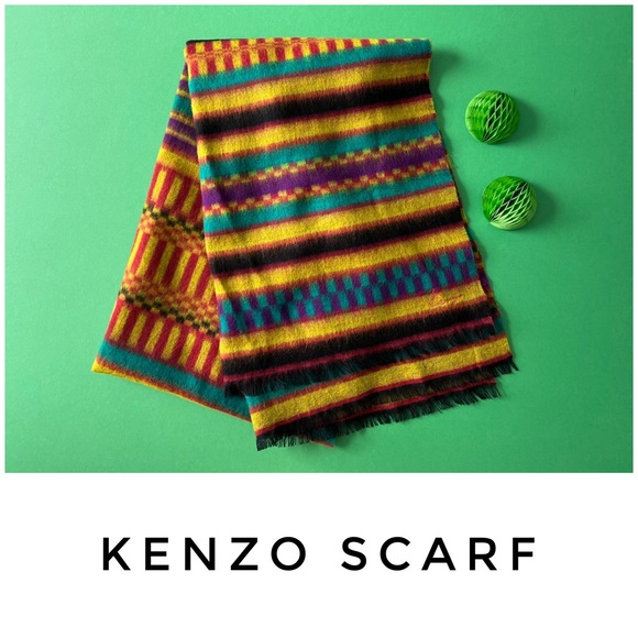 Kenzo Accessories - Kenzo scarf multicolor colorful wool oversized wrap